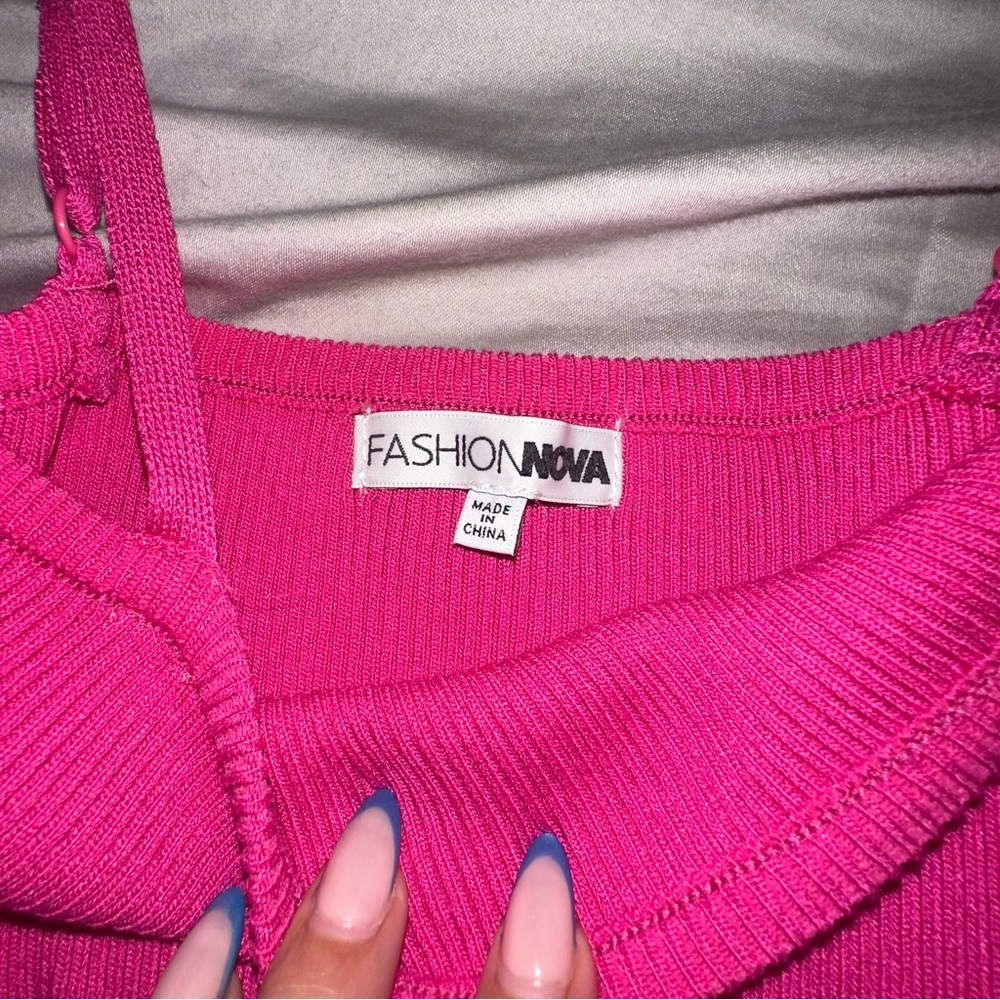 Fashion Nova Vibrant Pink Striped Mini Dress - Picture 7 of 7